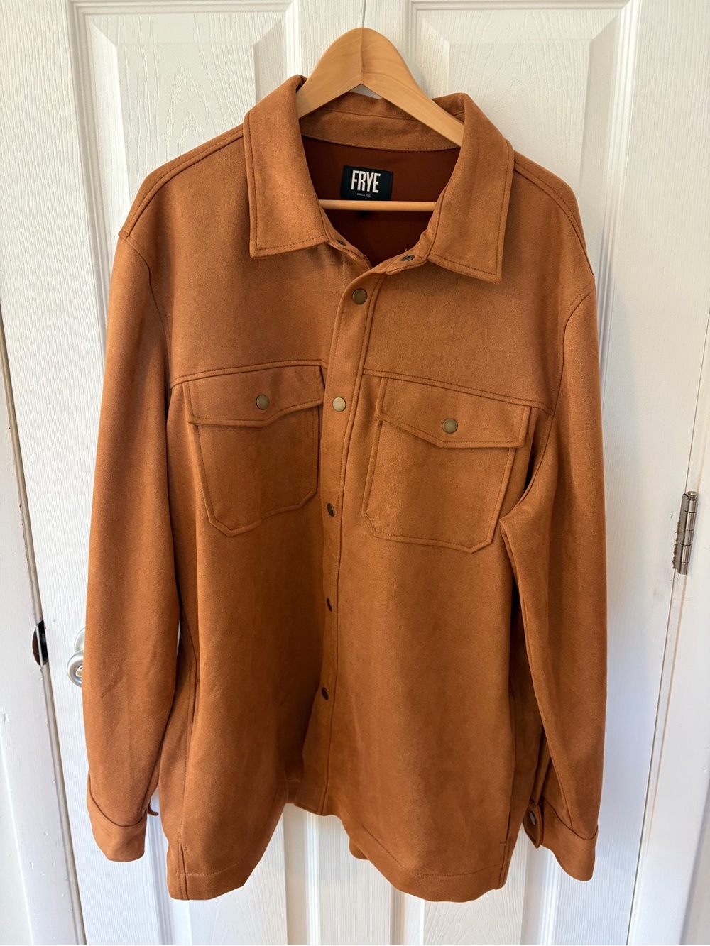 FRYE Men's Brown Suede Overshirt Jacket. Western wear, fall outerwear